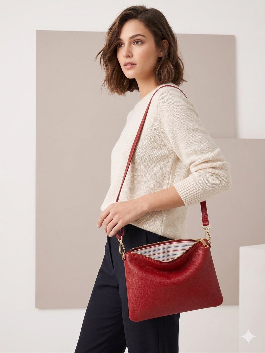 AMPMsis Original Mini Leather Crossbody Bag – True Red – Soft Finish - Bogota Crafted