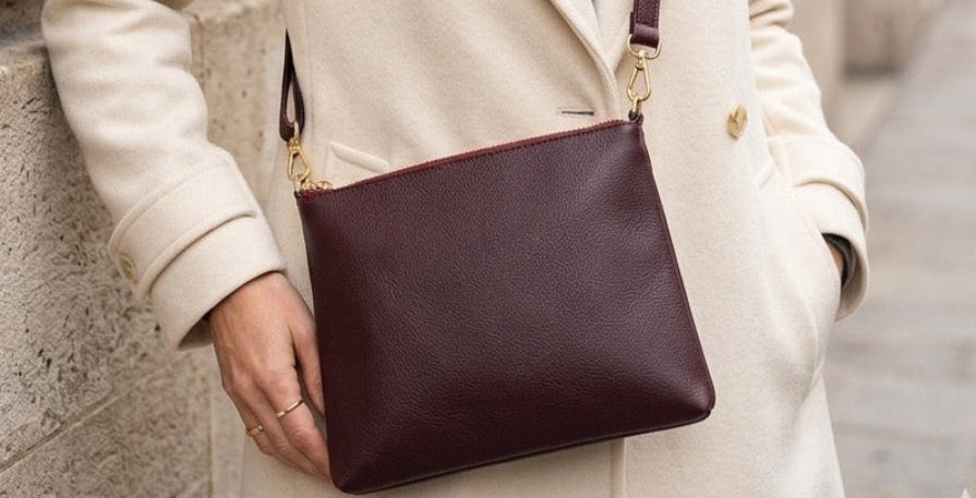 AMPMsis Original Mini Leather Crossbody Bag – Wine (Burgundy) – Soft Finish- Bogota Crafted