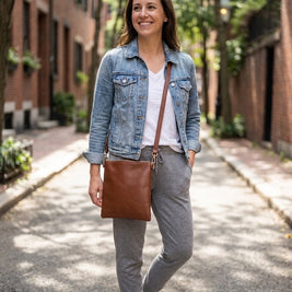 Tan Honey Mini Leather Crossbody Bag