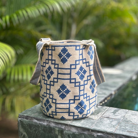 Mayra Blue Checkered Backpack