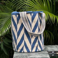 Mayra Blue Herringbone Backpack