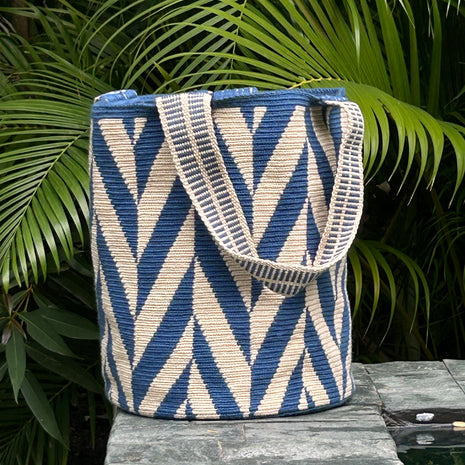 Mayra Blue Herringbone Backpack