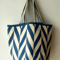Mayra Blue Herringbone Backpack