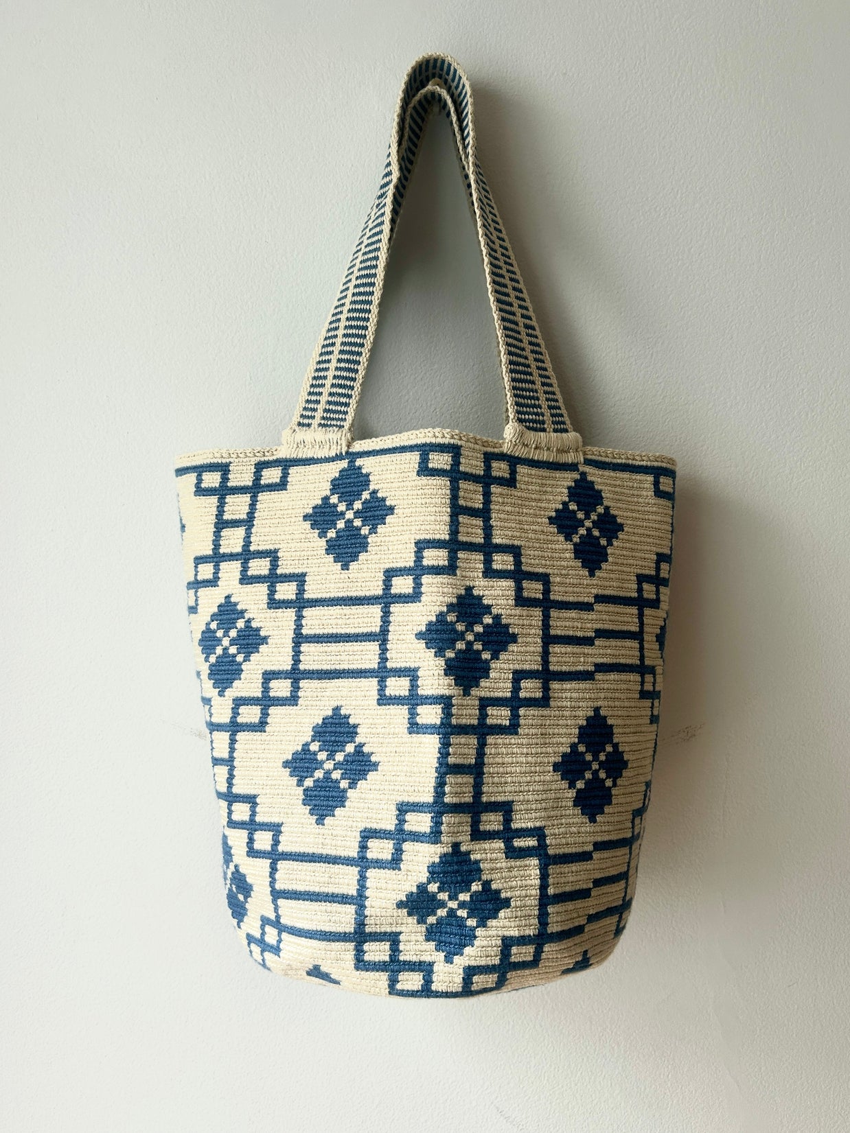 Mayra Blue Checkered Backpack