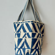 Mayra Medium Herringbone Blue Backpack