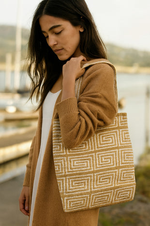 Camel Labyrinth PC Case Handmade Tote