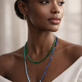 Verdant Wave Long Jewelry Necklace (Blue/Green)