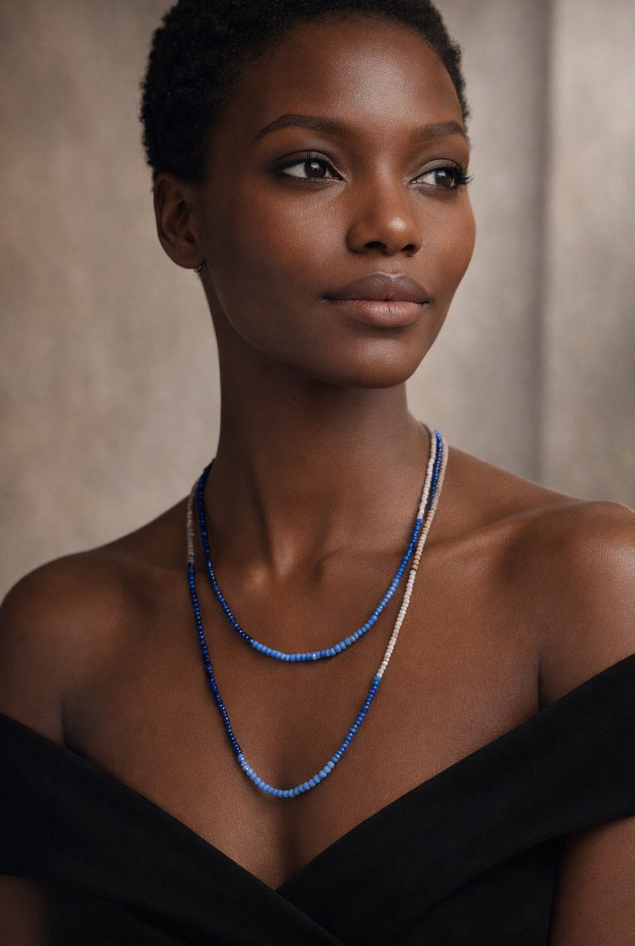 Riverbend Wave long Necklace (Blue/Grey)