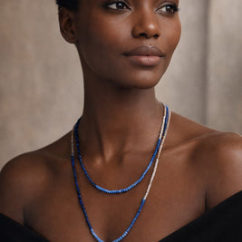 Riverbend Wave long Jewelry Necklace (Blue/Grey)