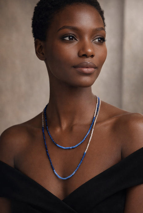 Riverbend Wave long Necklace (Blue/Grey)