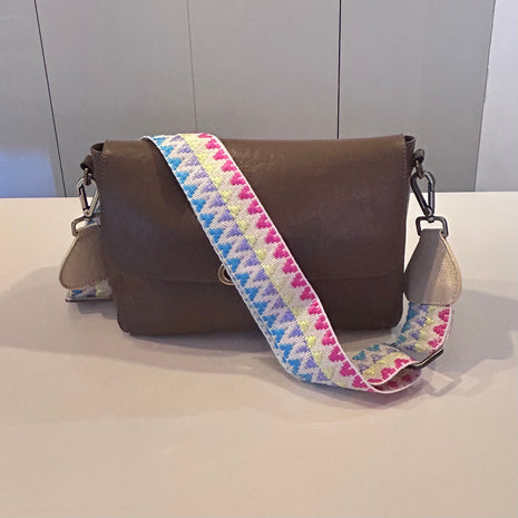 Hand-Knitted Wayuu Bag Strap - Adjustable Artisan Accessory with Genuine Leather Finish