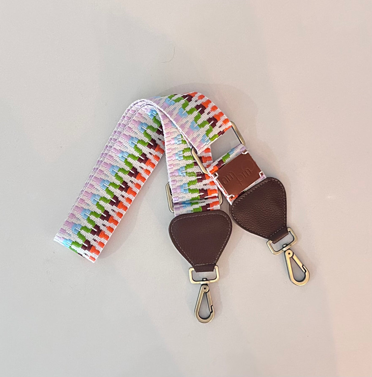 Hand-Knitted Wayuu Bag Strap - Adjustable Artisan Accessory with Genuine Leather Finish