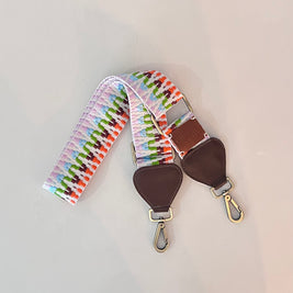 Hand-Knitted Wayuu Bag Strap - Adjustable Artisan Accessory with Genuine Leather Finish