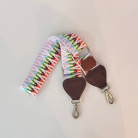 Hand-Knitted Wayuu Bag Strap - Adjustable Artisan Accessory with Genuine Leather Finish