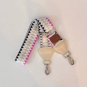 Hand-Knitted Wayuu Bag Strap - Adjustable Artisan Accessory with Genuine Leather Finish