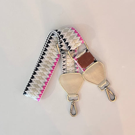 Hand-Knitted Wayuu Bag Strap - Adjustable Artisan Accessory with Genuine Leather Finish