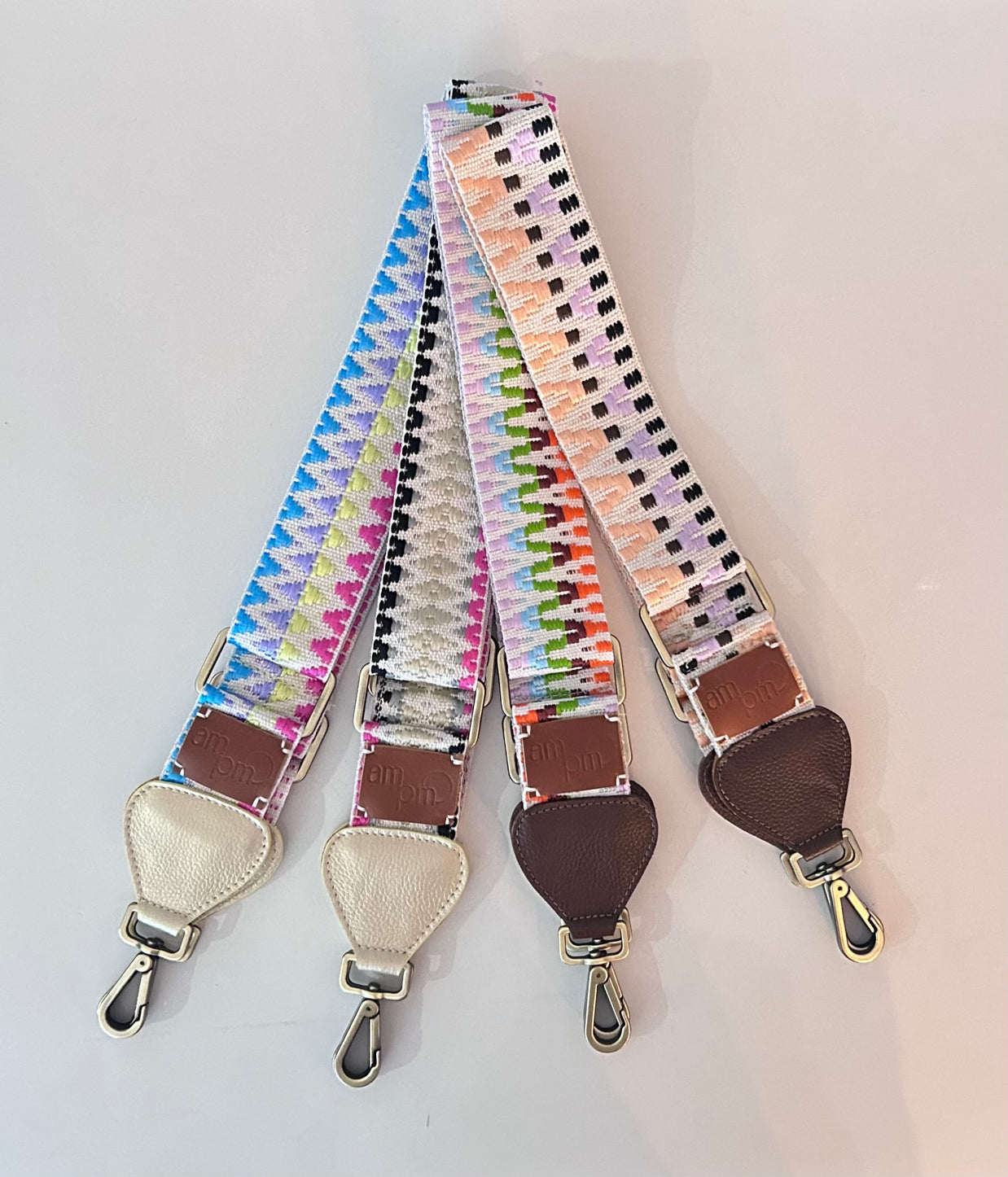 Hand-Knitted Wayuu Bag Strap - Adjustable Artisan Accessory with Genuine Leather Finish