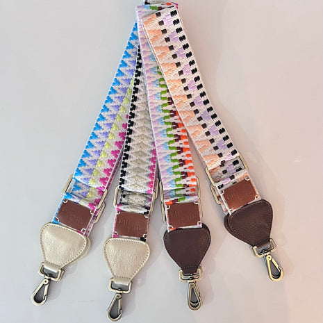 Hand-Knitted Wayuu Bag Strap - Adjustable Artisan Accessory with Genuine Leather Finish