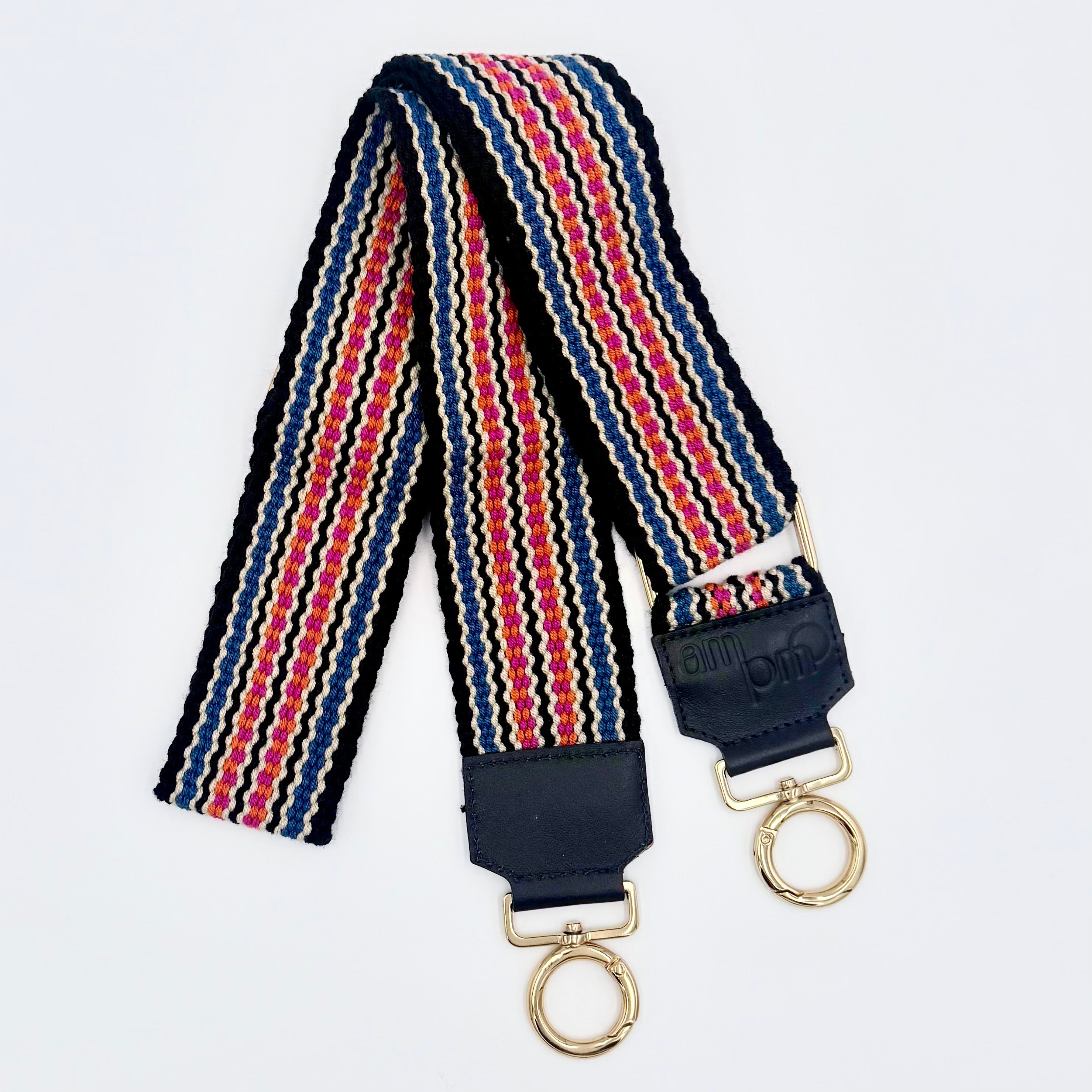 Handwoven Wayuu Bag Strap - Premium Adjustable Edition Colored Lines & Black Edge