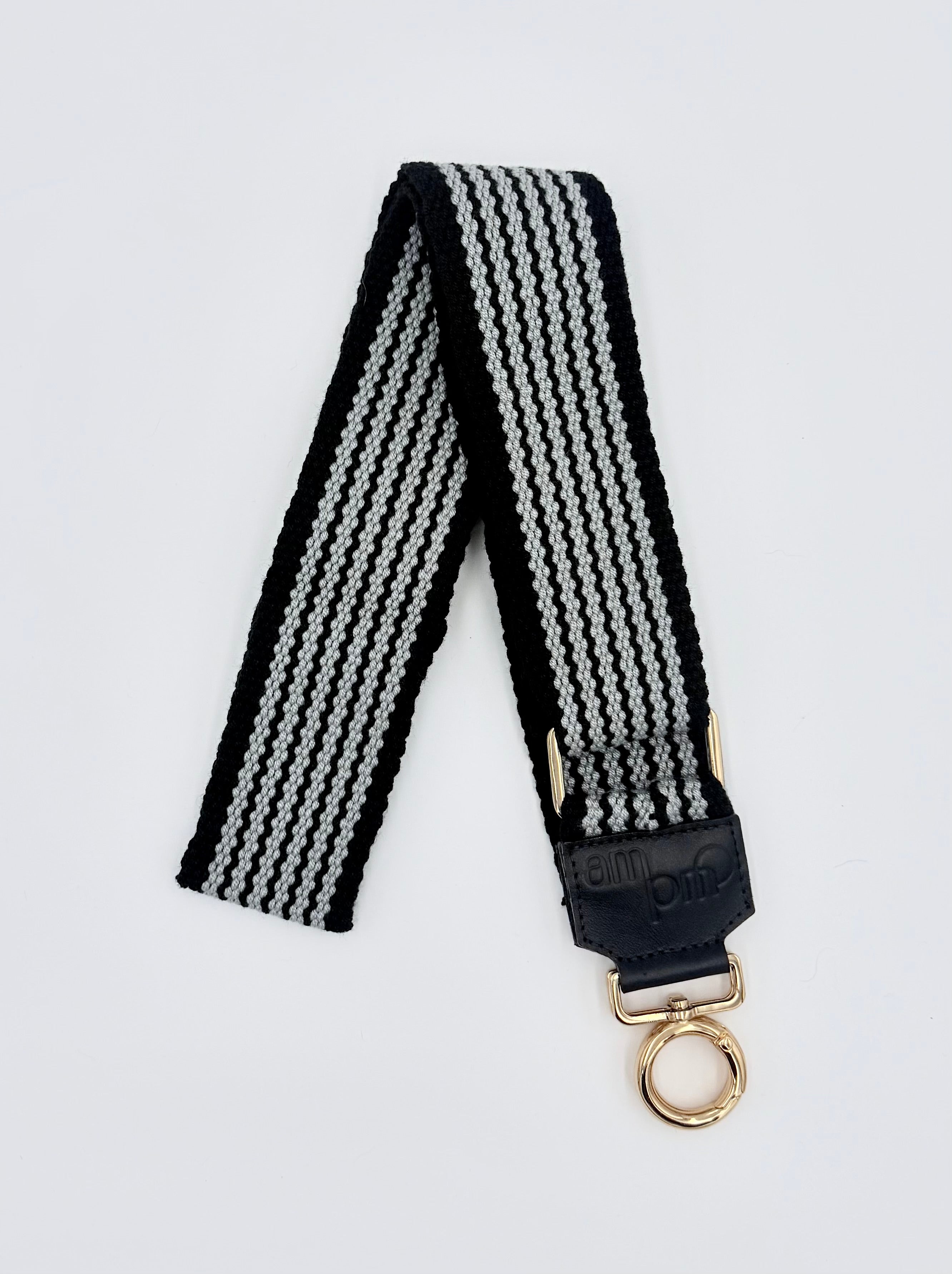 Handwoven Wayuu Bag Strap - Premium Adjustable Edition Grey & Black Egde