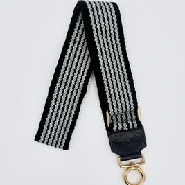 Handwoven Wayuu Bag Strap - Premium Adjustable Edition Grey & Black Egde