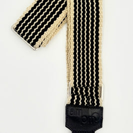 Handwoven Wayuu Bag Strap - Premium Adjustable Edition Black with Neutral Edges