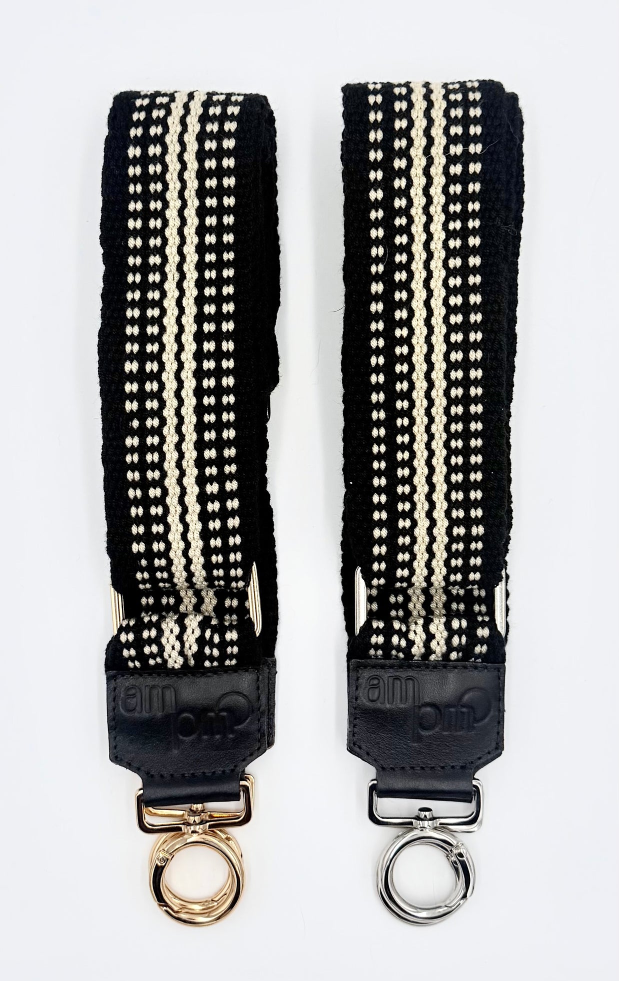 Handwoven Wayuu Bag Strap - Premium Adjustable Edition Neutral & Black Edge