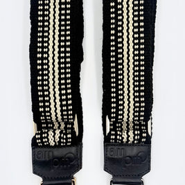 Handwoven Wayuu Bag Strap - Premium Adjustable Edition Neutral & Black Edge