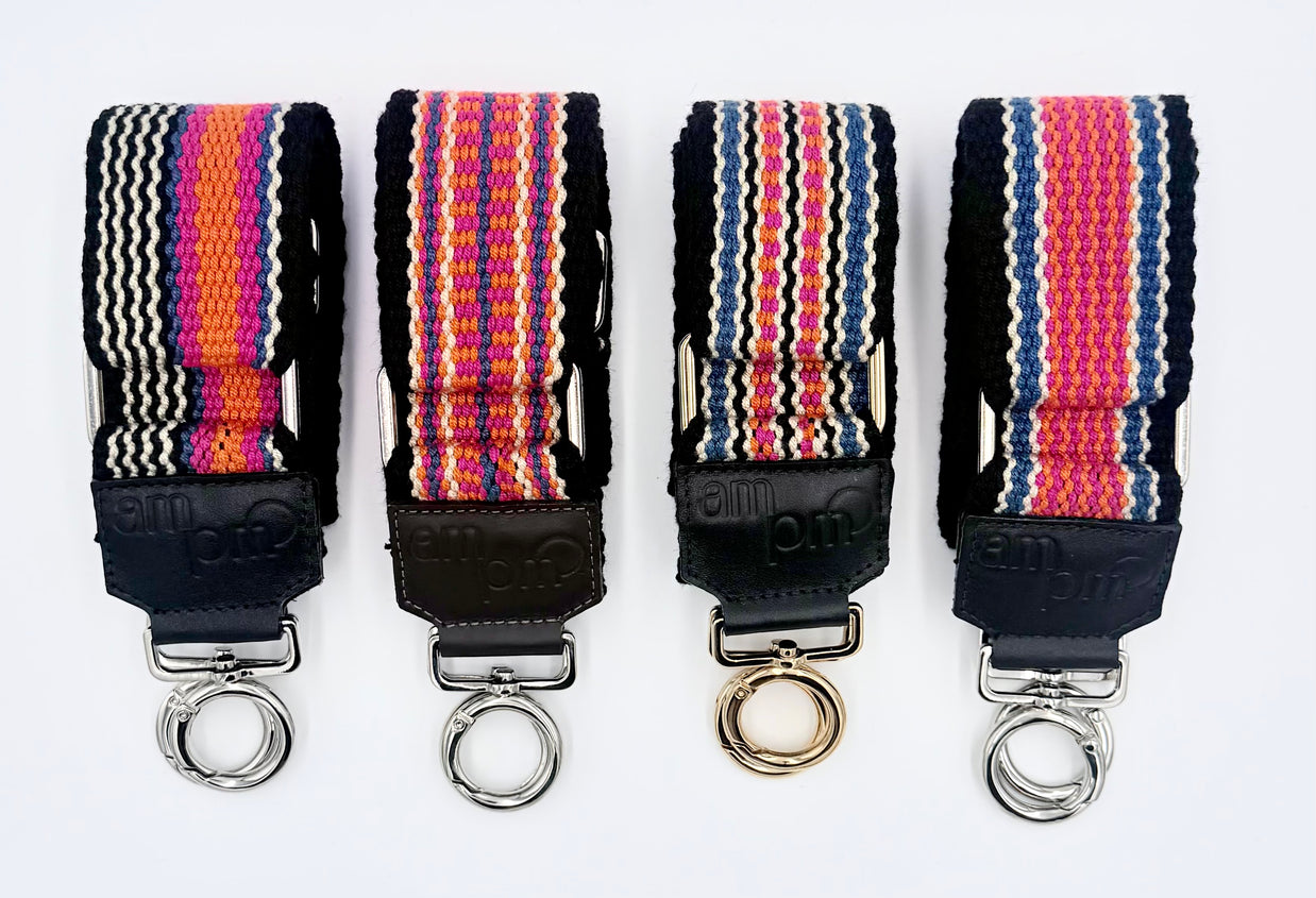 Handwoven Wayuu Bag Strap - Premium Adjustable Edition Colored Lines & Black Edge