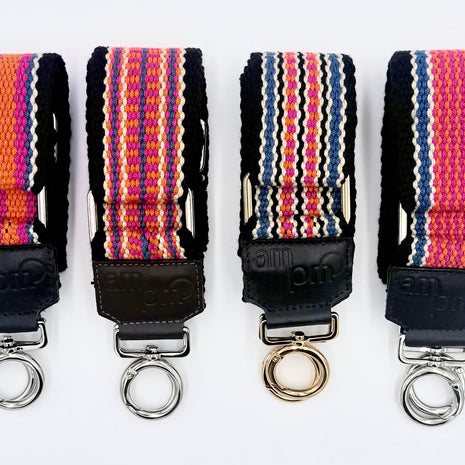 Handwoven Wayuu Bag Strap - Premium Adjustable Edition Colored Lines & Black Edge