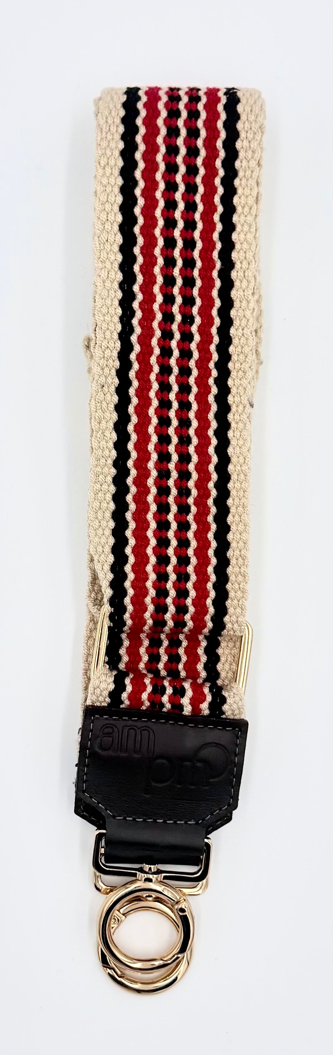 Handwoven Wayuu Bag Strap - Premium Adjustable Edition Red Black & Neutral Edge