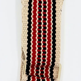 Handwoven Wayuu Bag Strap - Premium Adjustable Edition Red Black & Neutral Edge