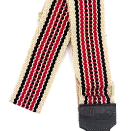 Handwoven Wayuu Bag Strap - Premium Adjustable Edition Red Black & Neutral Edge