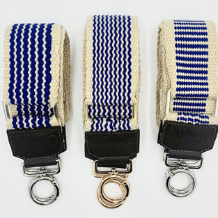 Handwoven Wayuu Bag Strap - Premium Adjustable Edition Blue & Neutral