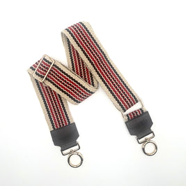 Handwoven Wayuu Bag Strap - Premium Adjustable Edition Red Black & Neutral Edge