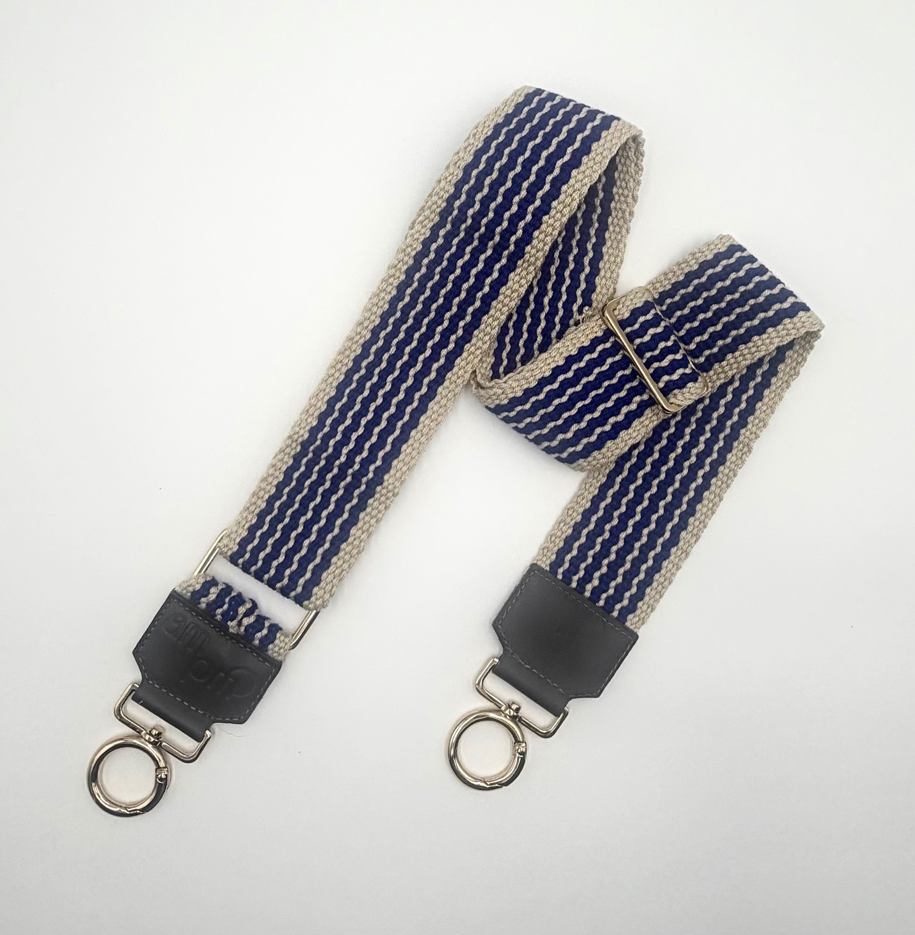 Handwoven Wayuu Bag Strap - Premium Adjustable Edition Blue & Neutral