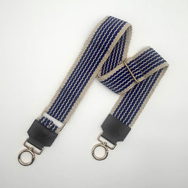 Handwoven Wayuu Bag Strap - Premium Adjustable Edition Blue & Neutral