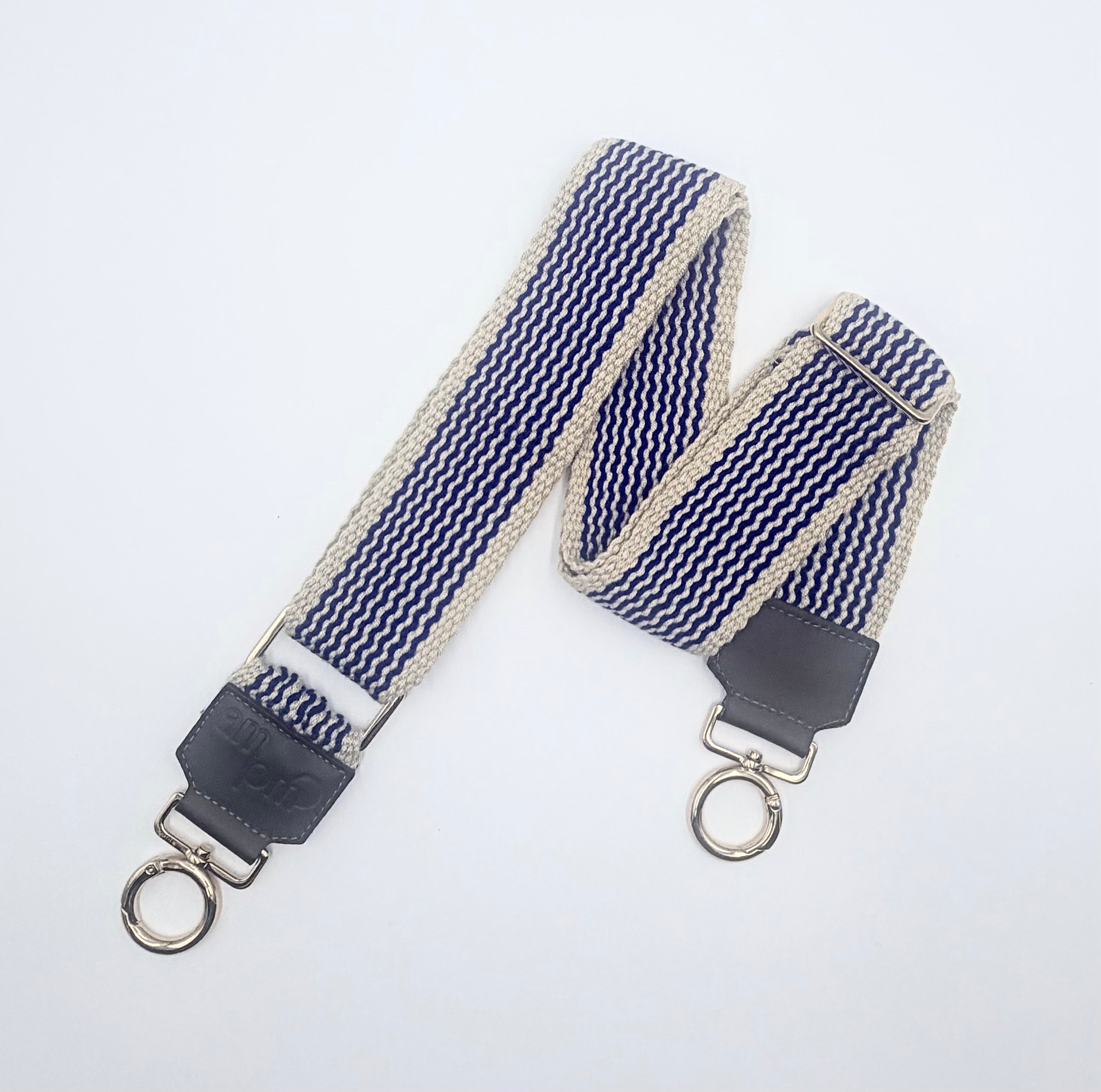 Handwoven Wayuu Bag Strap - Premium Adjustable Edition Blue & Neutral