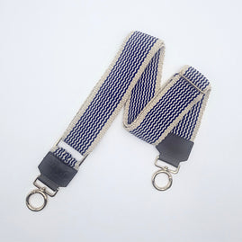 Handwoven Wayuu Bag Strap - Premium Adjustable Edition Blue & Neutral