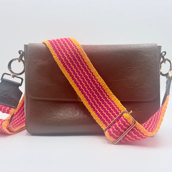 Handwoven Wayuu Bag Strap - Premium Adjustable Edition Orange Red