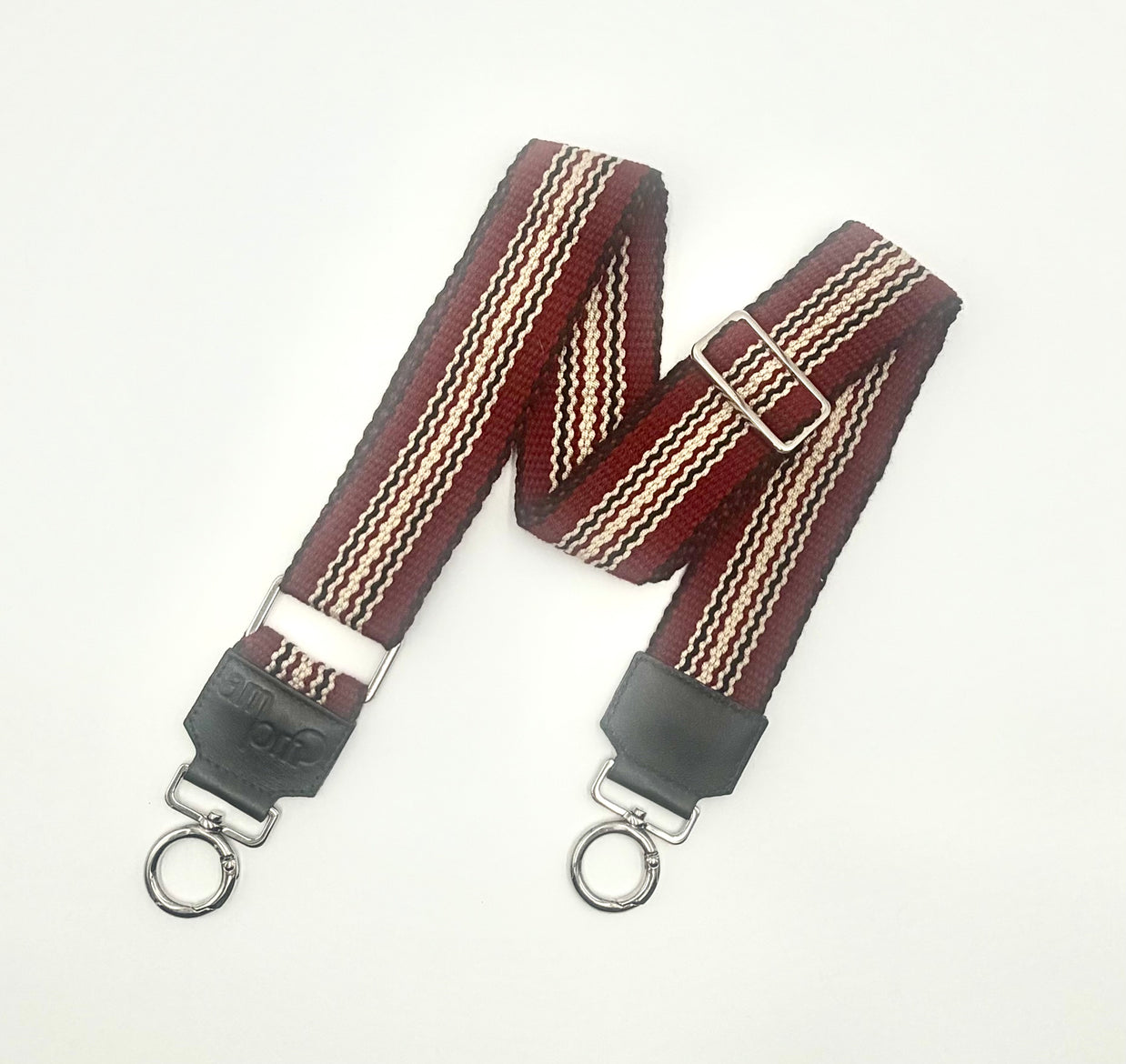 Handwoven Wayuu Bag Strap - Premium Adjustable Edition Burgundy Black