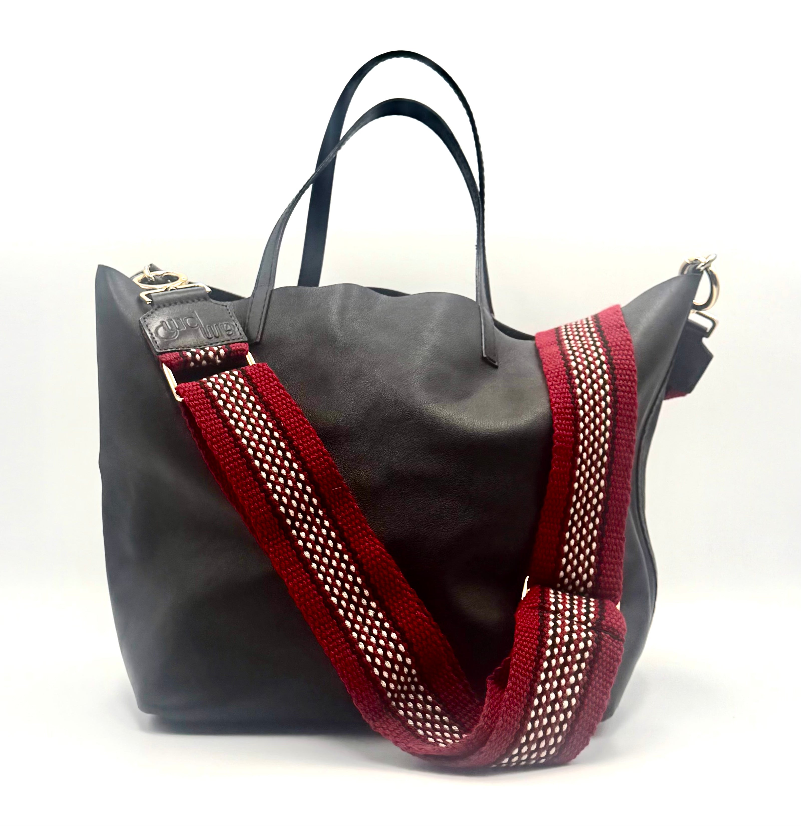 Handwoven Wayuu Bag Strap - Premium Adjustable Edition Burgundy Black