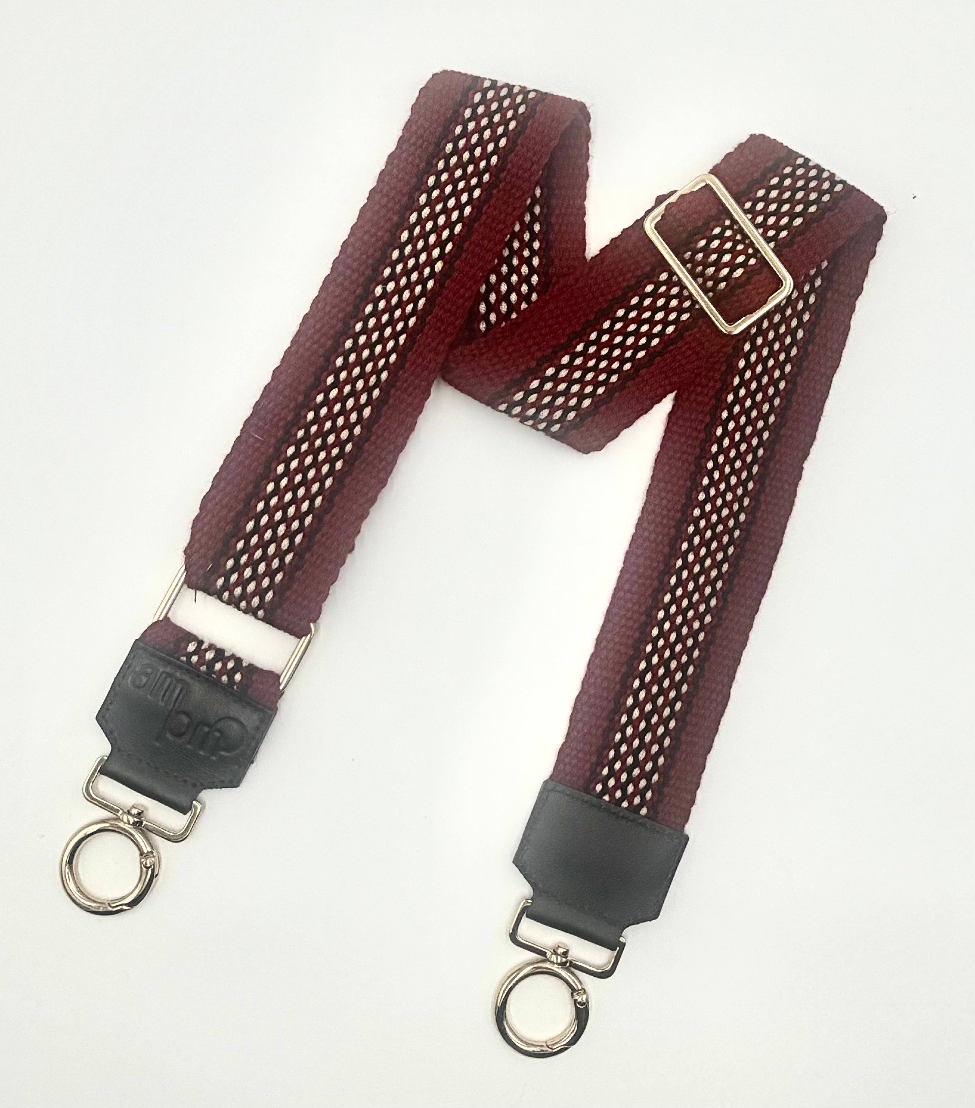Handwoven Wayuu Bag Strap - Premium Adjustable Edition Burgundy Black