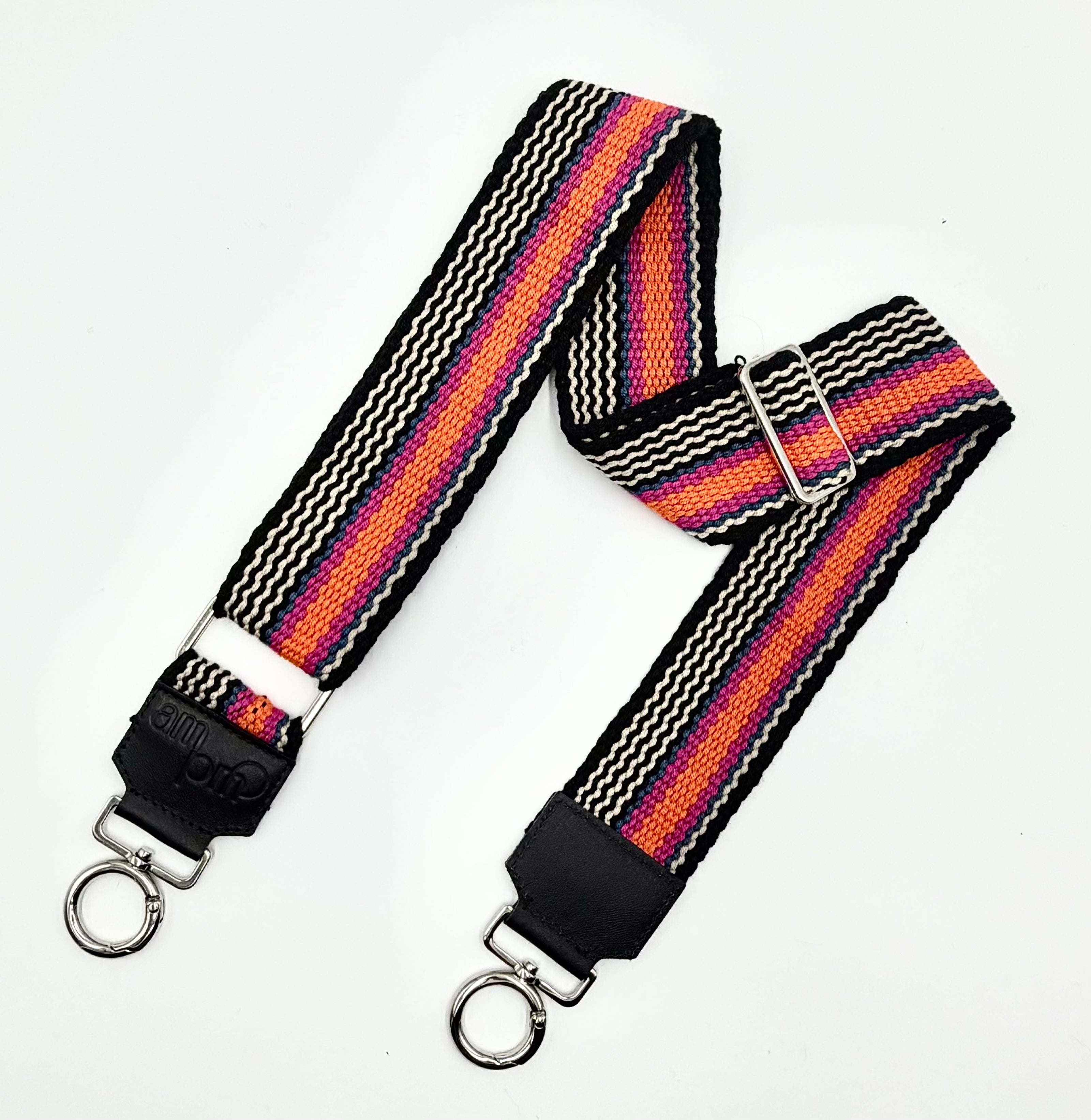 Handwoven Wayuu Bag Strap - Premium Adjustable Edition Colored Lines & Black Edge