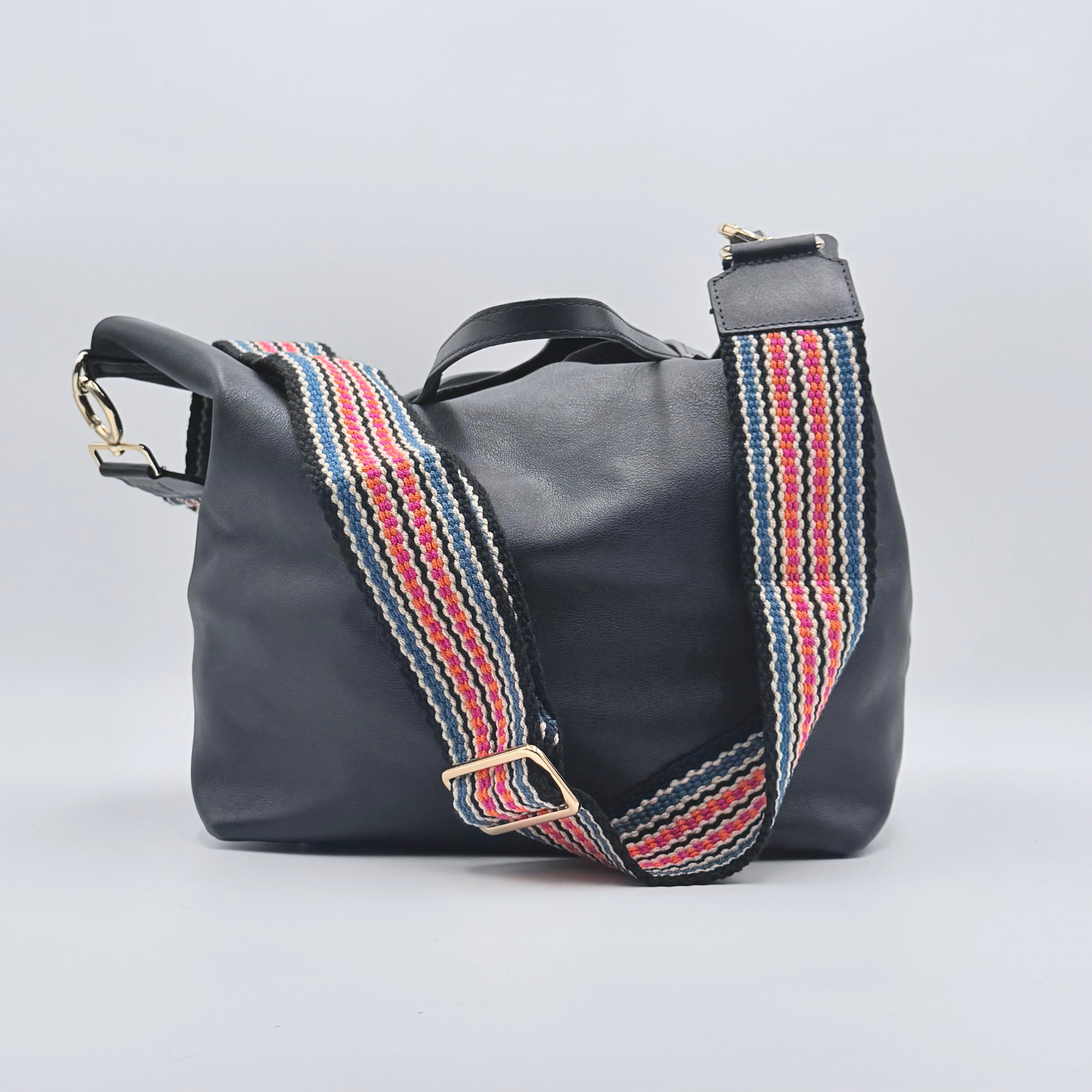 Handwoven Wayuu Bag Strap - Premium Adjustable Edition Colored Lines & Black Edge