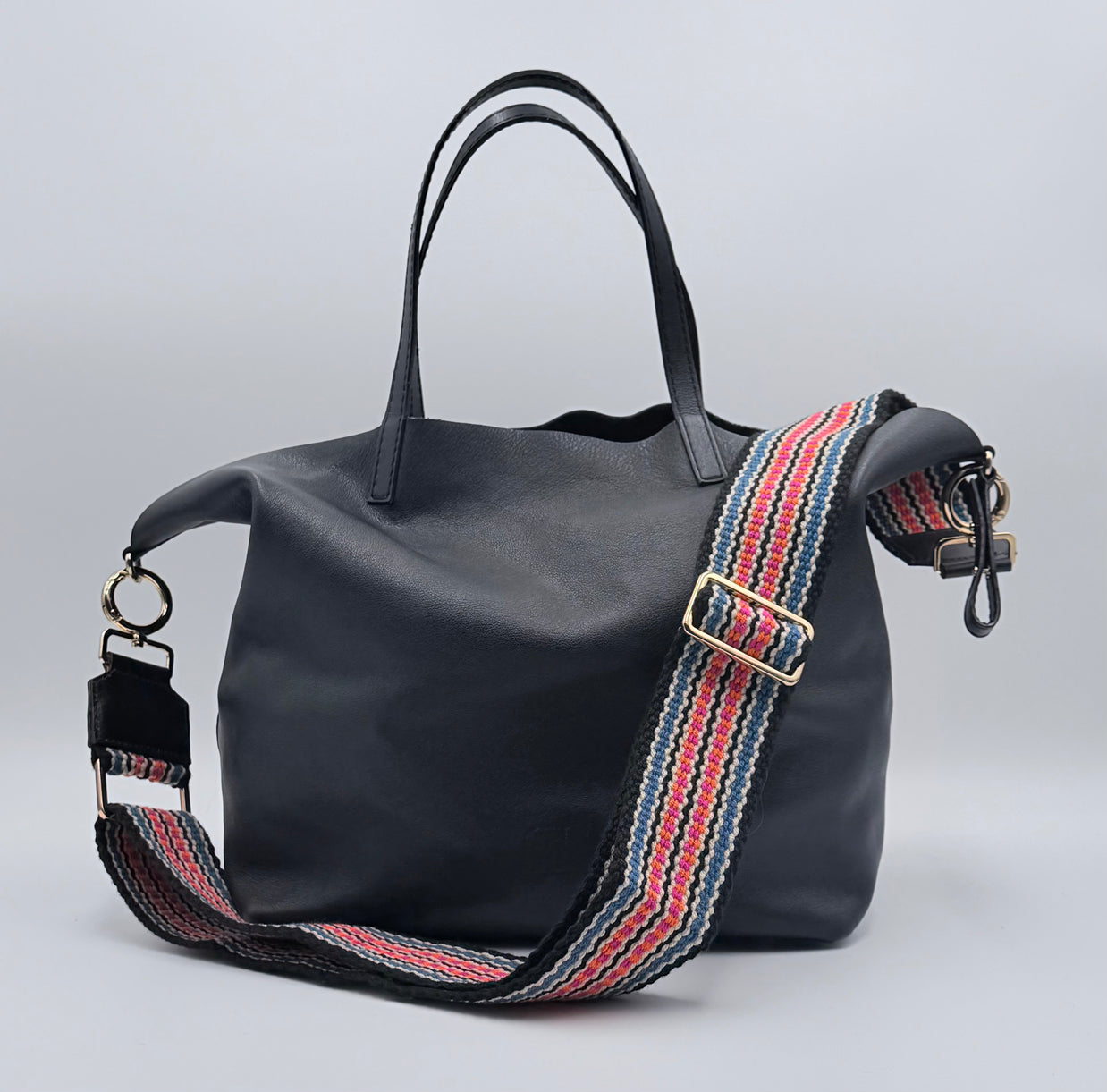 Handwoven Wayuu Bag Strap - Premium Adjustable Edition Colored Lines & Black Edge