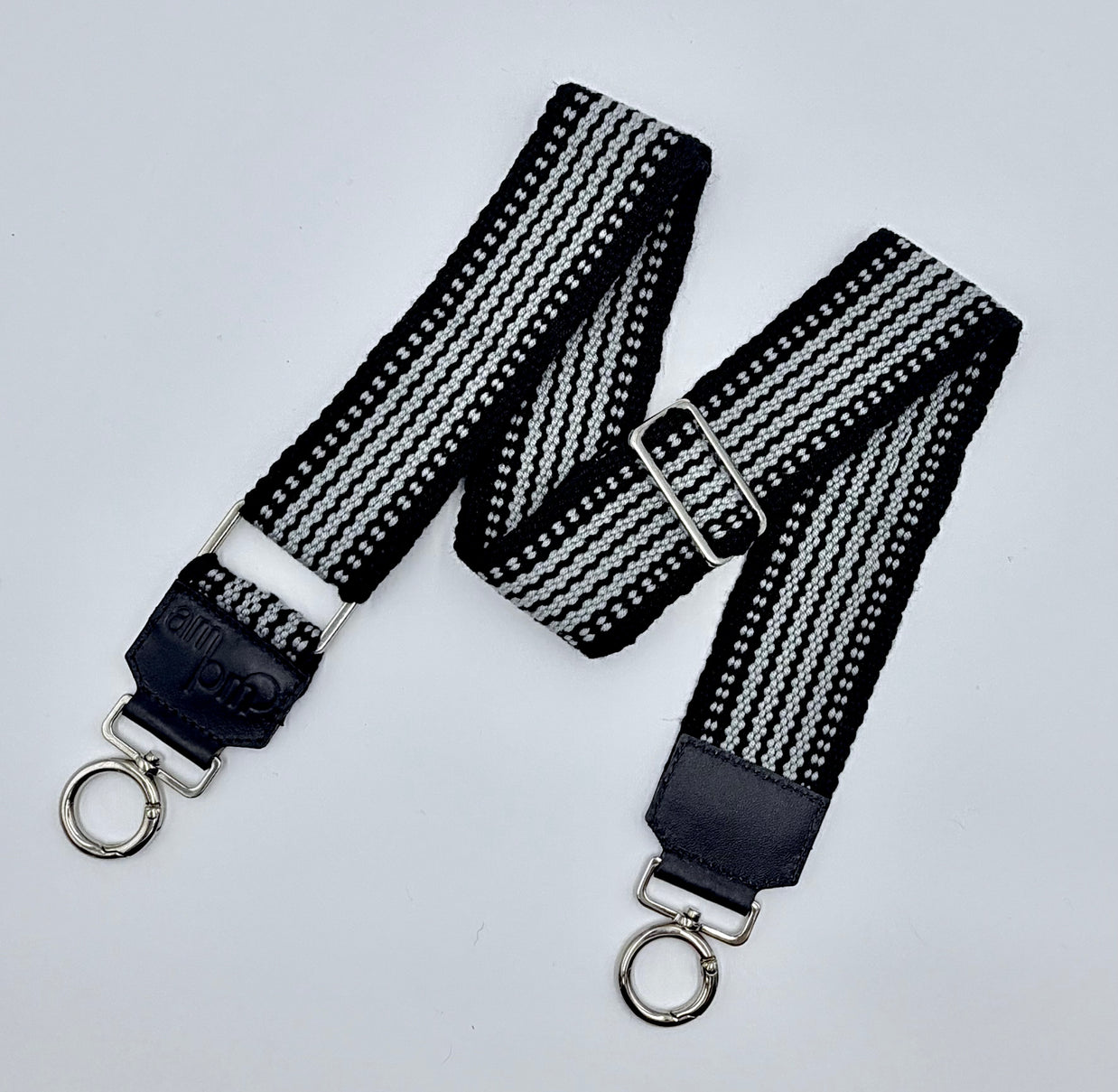 Handwoven Wayuu Bag Strap - Premium Adjustable Edition Grey & Black Egde