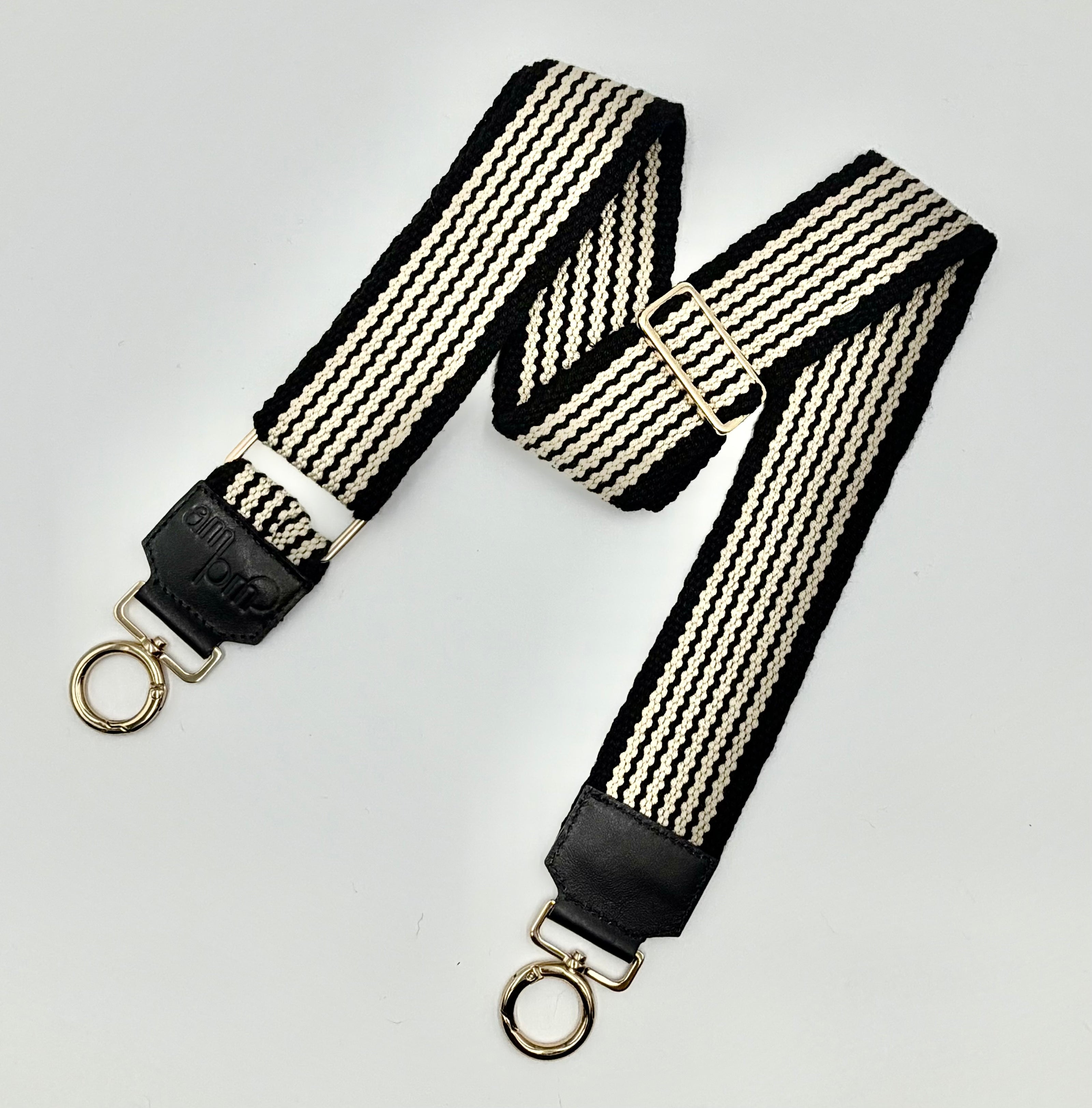 Handwoven Wayuu Bag Strap - Premium Adjustable Edition Neutral & Black Edge
