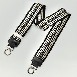 Handwoven Wayuu Bag Strap - Premium Adjustable Edition Neutral & Black Edge
