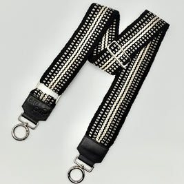 Handwoven Wayuu Bag Strap - Premium Adjustable Edition Neutral & Black Edge